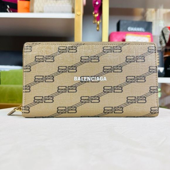 Balenciaga Unused Signature Continental Wallet BB Monogram Coated Canvas w/Dust - Picture 4 of 11